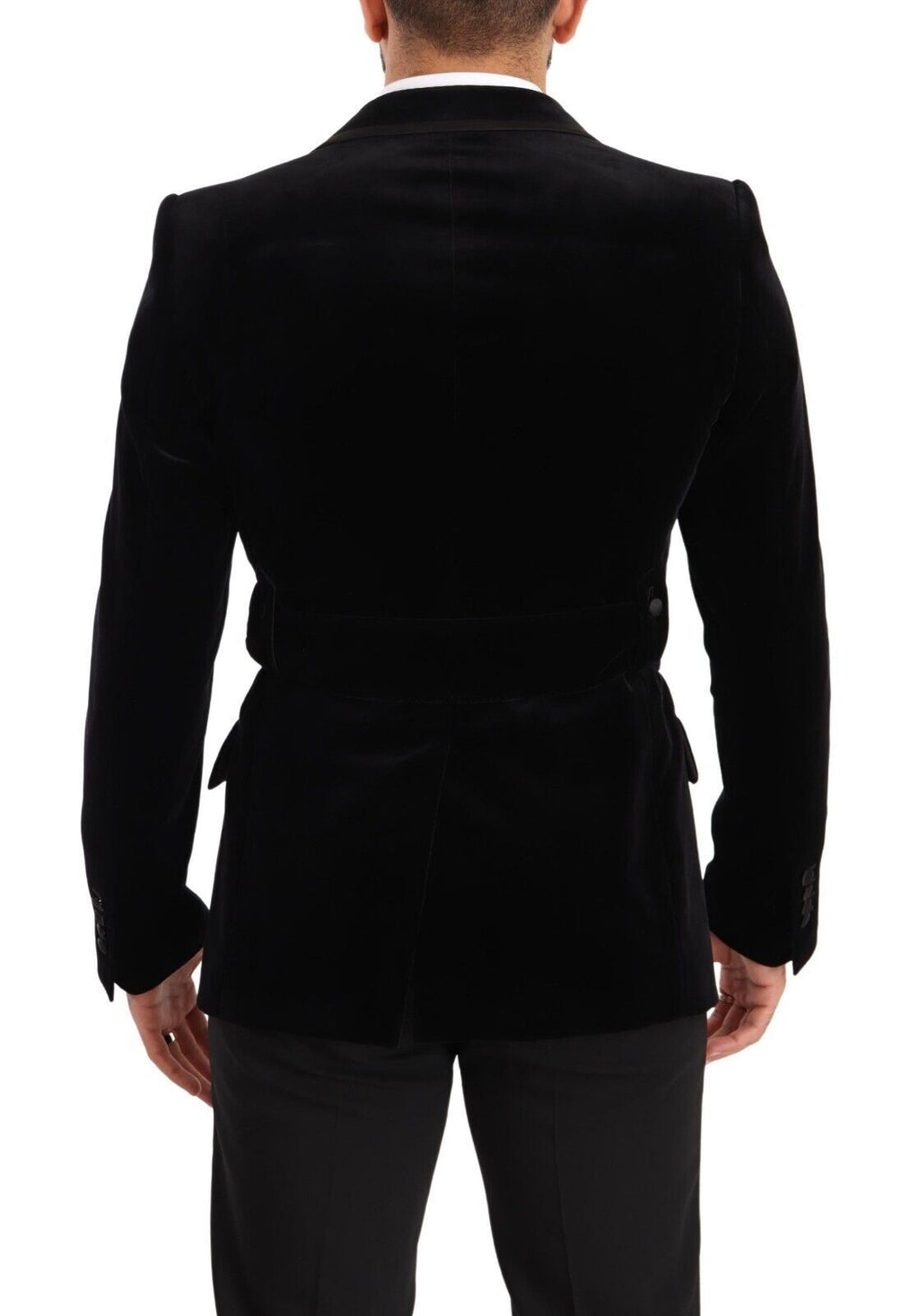 Dolce & Gabbana Schwarzer einreihiger Blazer aus Samt mit einem Knopf
