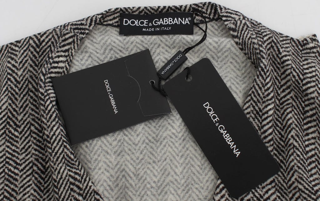Dolce & Gabbana Schwarz-Weißes Wolltop Strickjacke Pullover