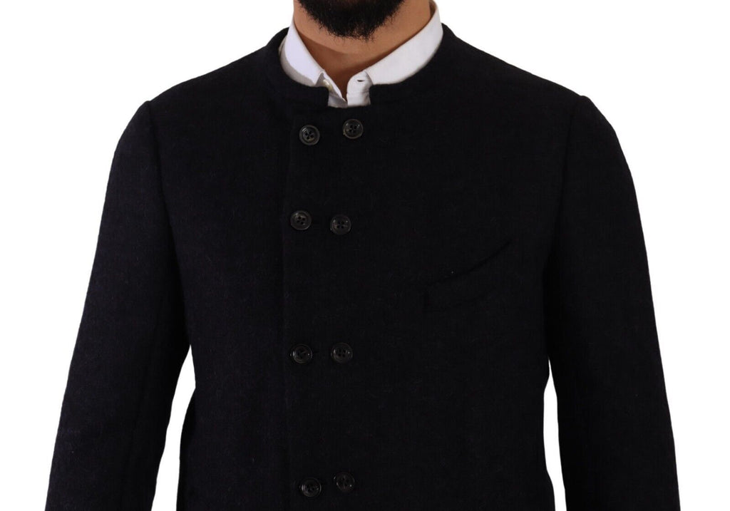Dolce & Gabbana Graue Alpaka Button Down Männer Mantel Jacke