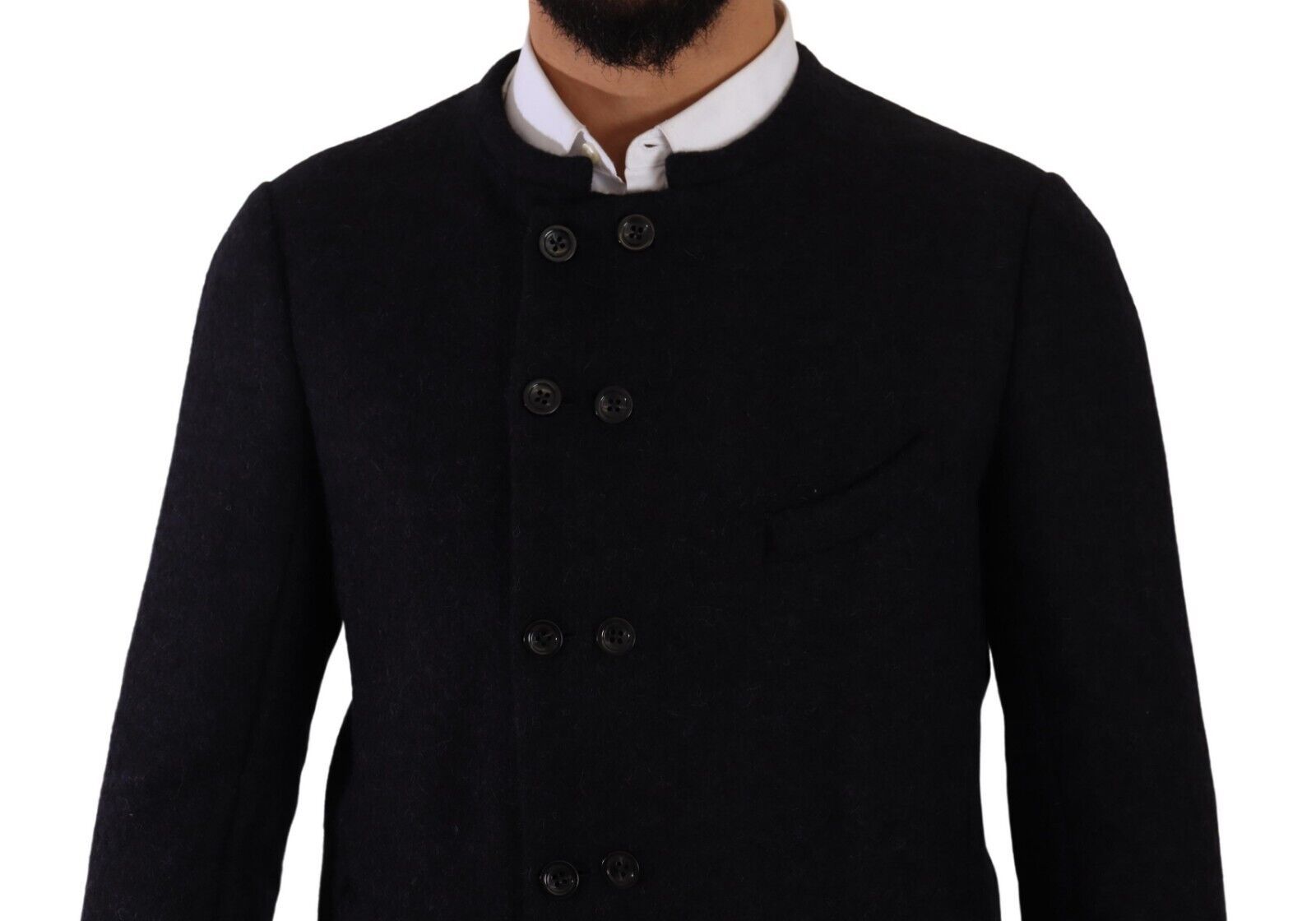 Dolce & Gabbana Graue Alpaka Button Down Männer Mantel Jacke