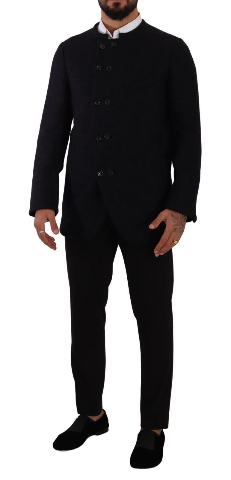 Dolce & Gabbana Graue Alpaka Button Down Männer Mantel Jacke