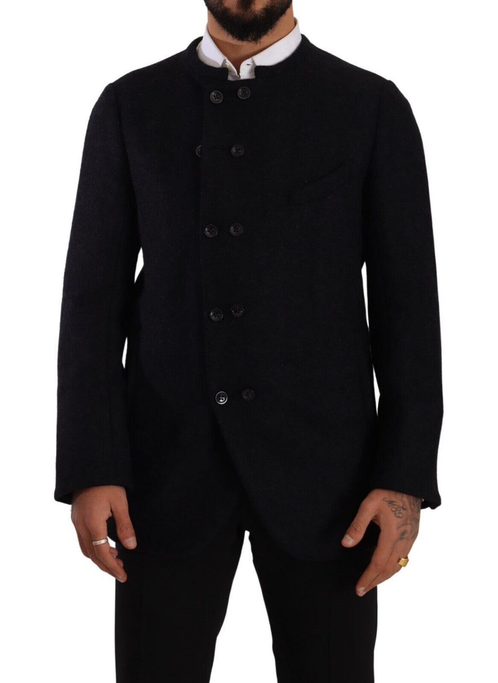 Dolce & Gabbana Graue Alpaka Button Down Männer Mantel Jacke