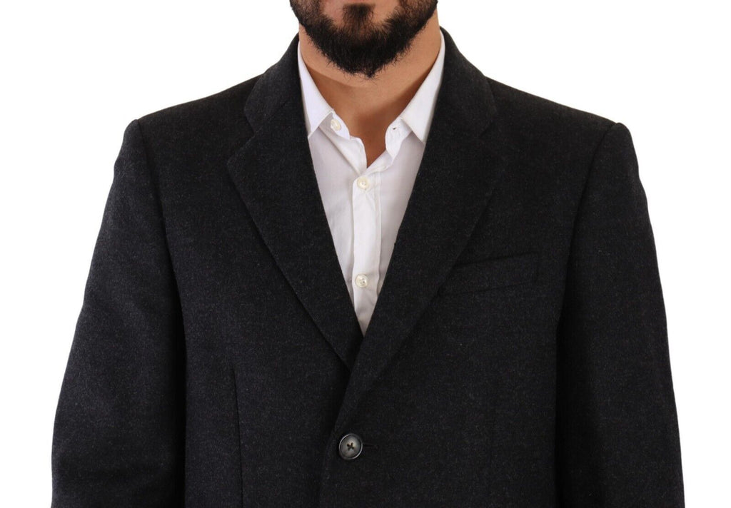 Dolce & Gabbana Dunkelgrau Wolle über Trenchcoat Männer Jacke