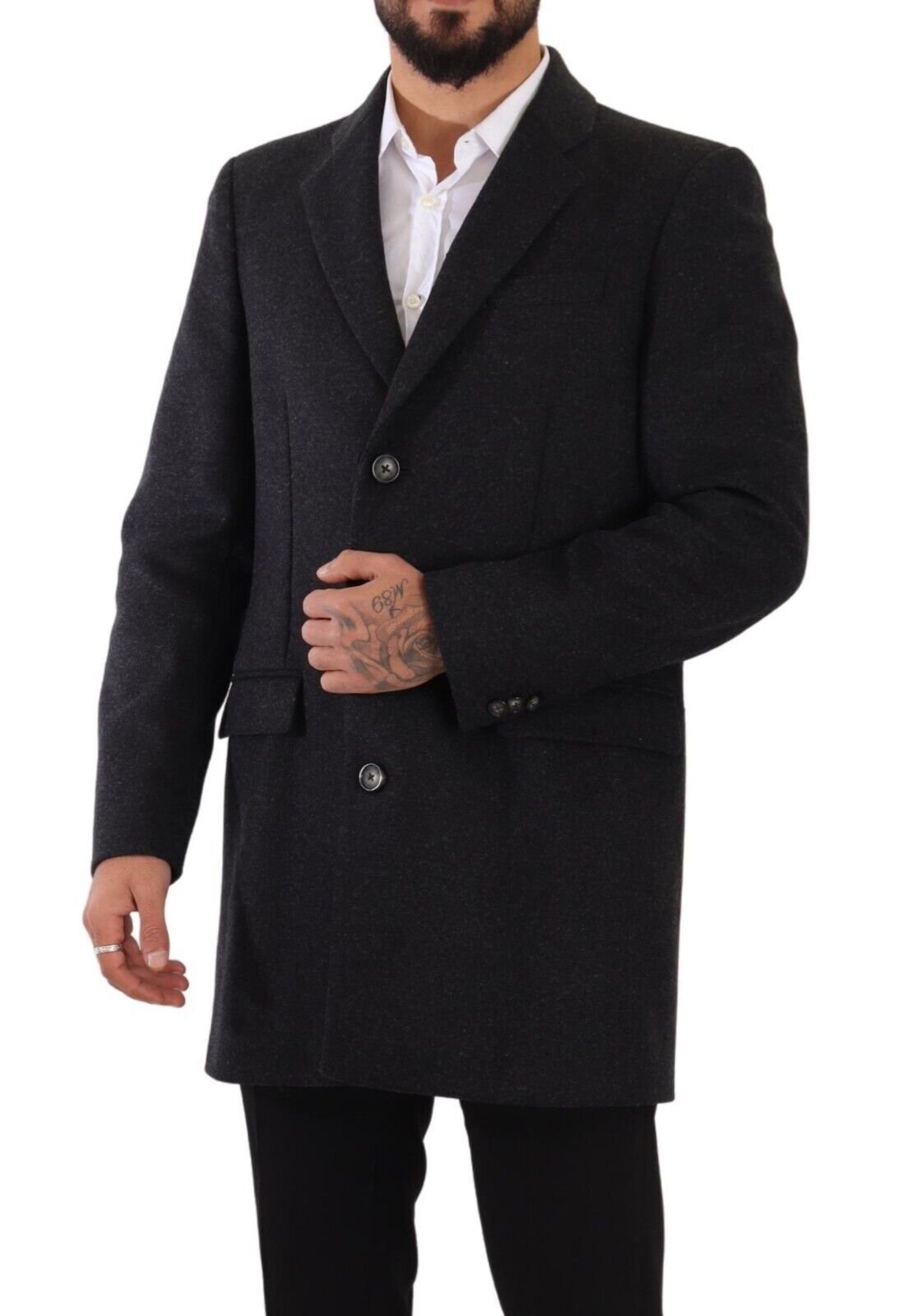 Dolce & Gabbana Dunkelgrau Wolle über Trenchcoat Männer Jacke