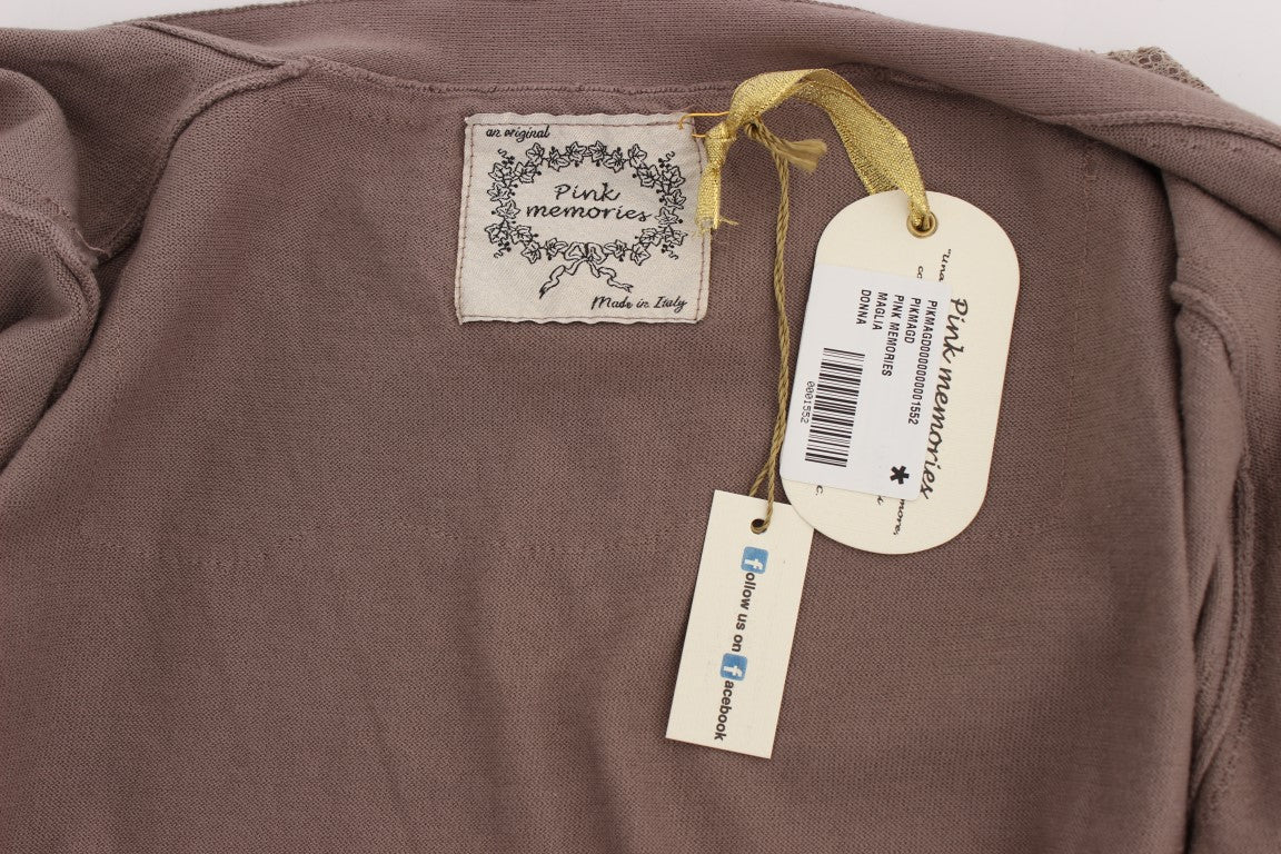 PINK MEMORIES Lila Strickjacke aus Baumwolle mit Spitze