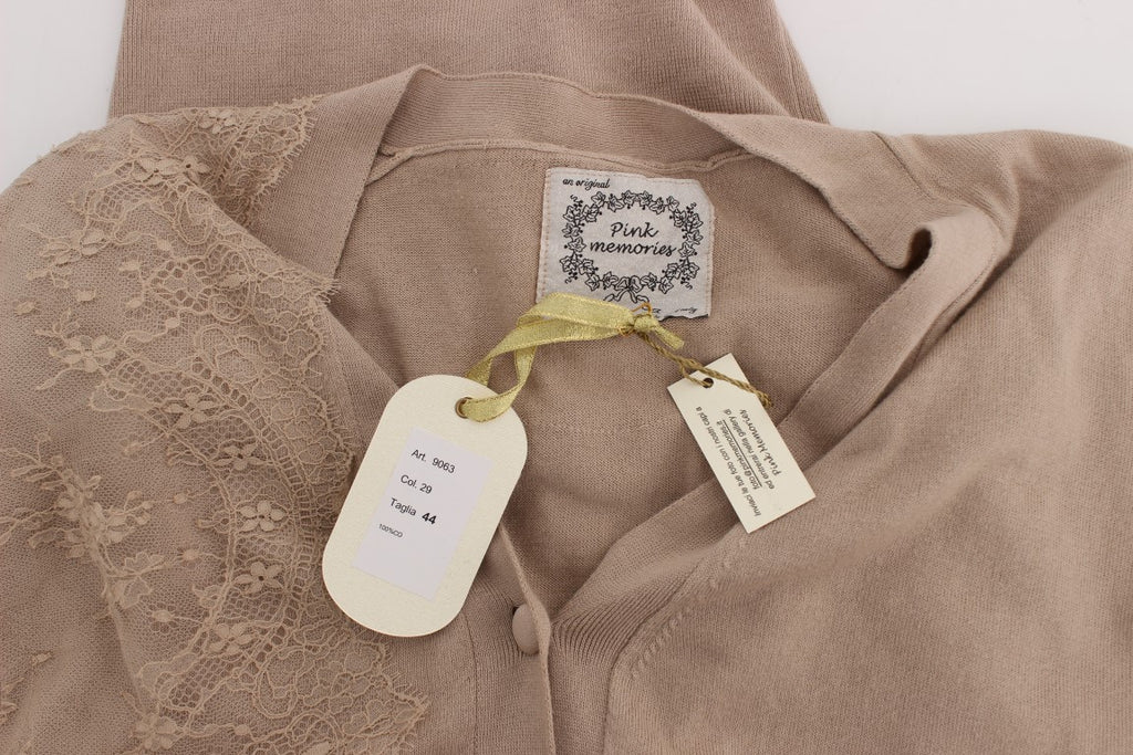 PINK MEMORIES Rosa Strickjacke aus Baumwolle mit Spitze