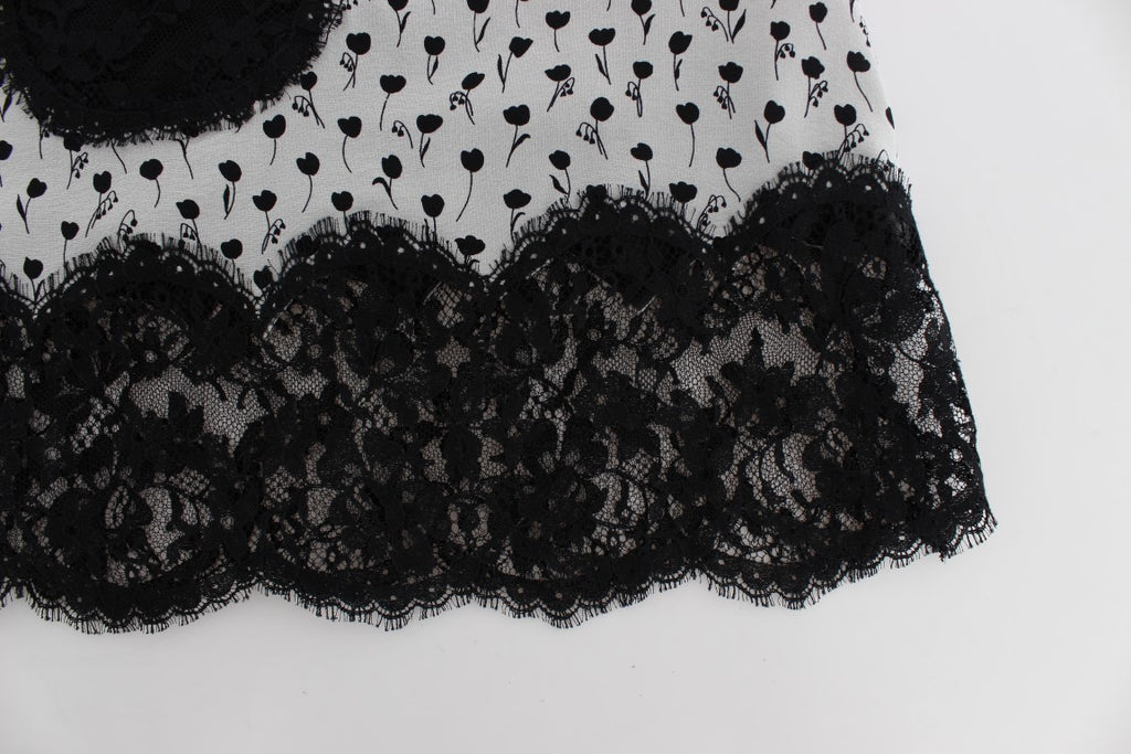 Dolce & Gabbana Schwarzes Seiden-Spitzen-Babydoll-Dessous-Top