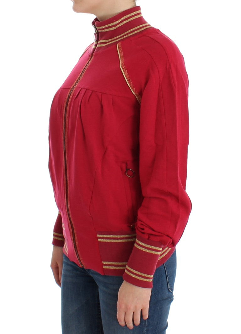 John Galliano Rosa Mock Zip Strickjacke Sweatshirt Pullover
