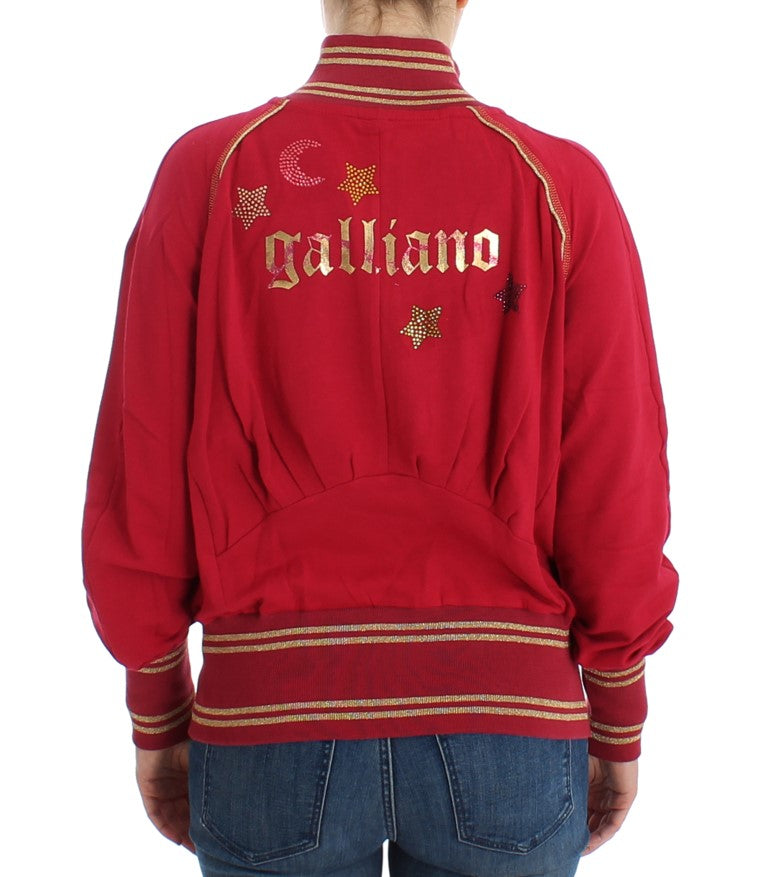 John Galliano Rosa Mock Zip Strickjacke Sweatshirt Pullover