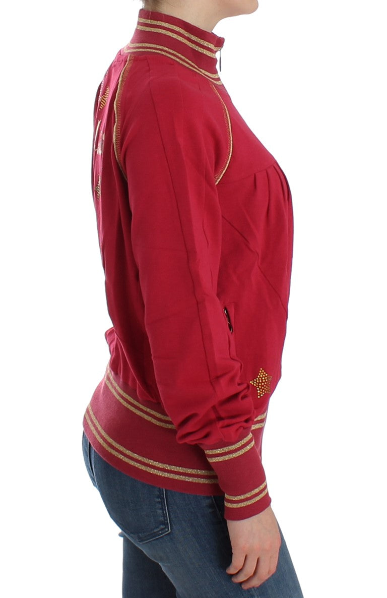 John Galliano Rosa Mock Zip Strickjacke Sweatshirt Pullover
