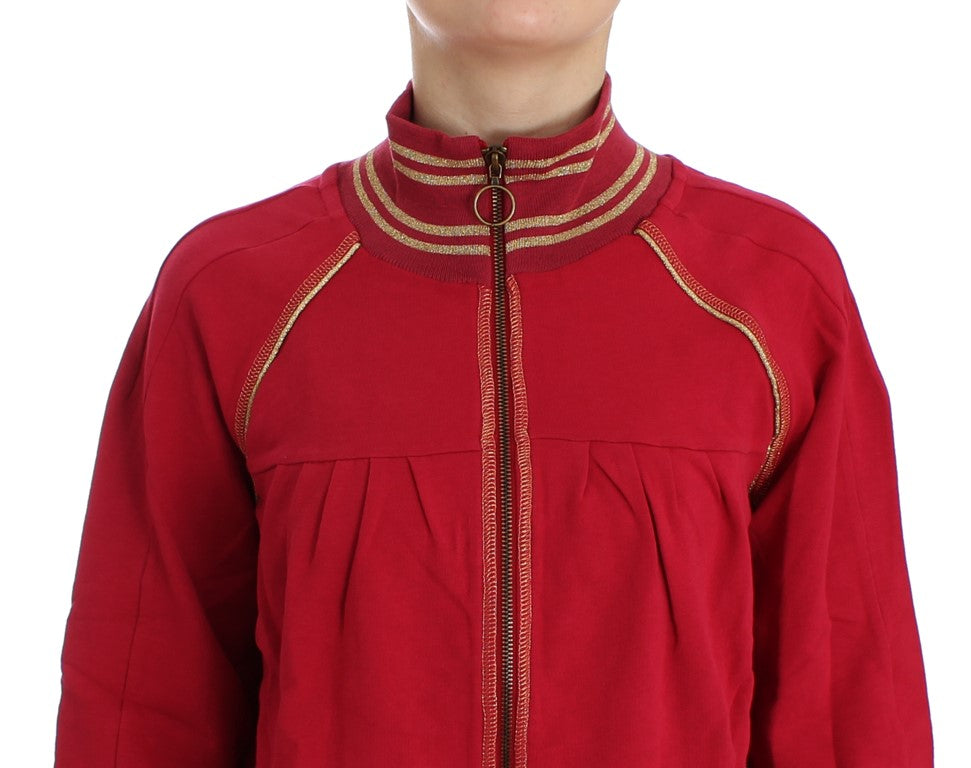 John Galliano Rosa Mock Zip Strickjacke Sweatshirt Pullover