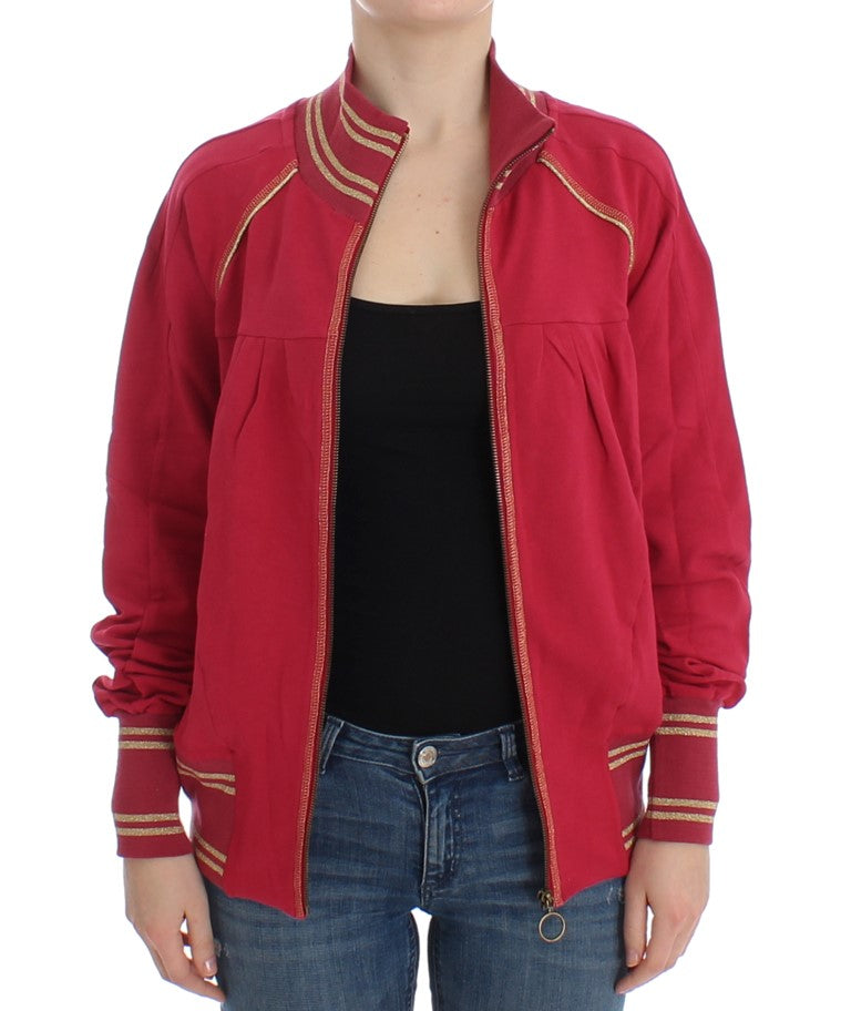 John Galliano Rosa Mock Zip Strickjacke Sweatshirt Pullover
