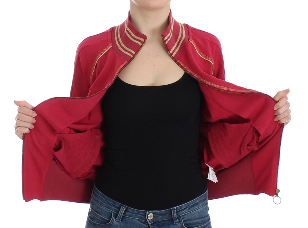 John Galliano Rosa Mock Zip Strickjacke Sweatshirt Pullover
