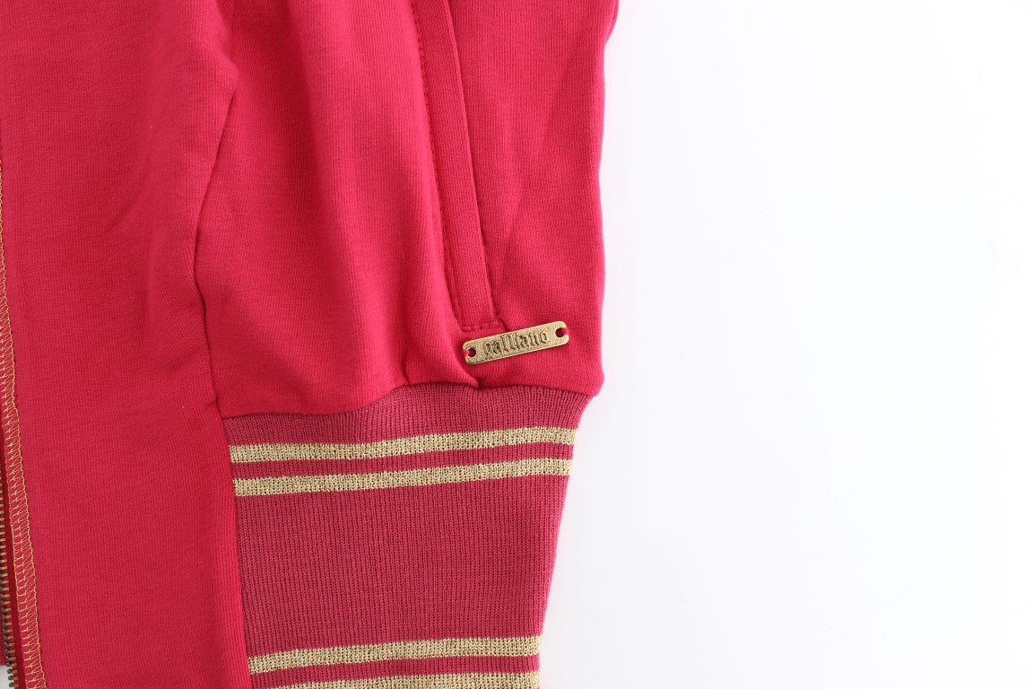 John Galliano Rosa Mock Zip Strickjacke Sweatshirt Pullover