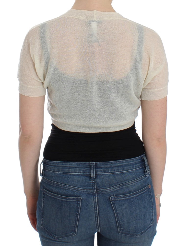 Ermanno Scervino Weißer Woll-Cardigan-Pullover