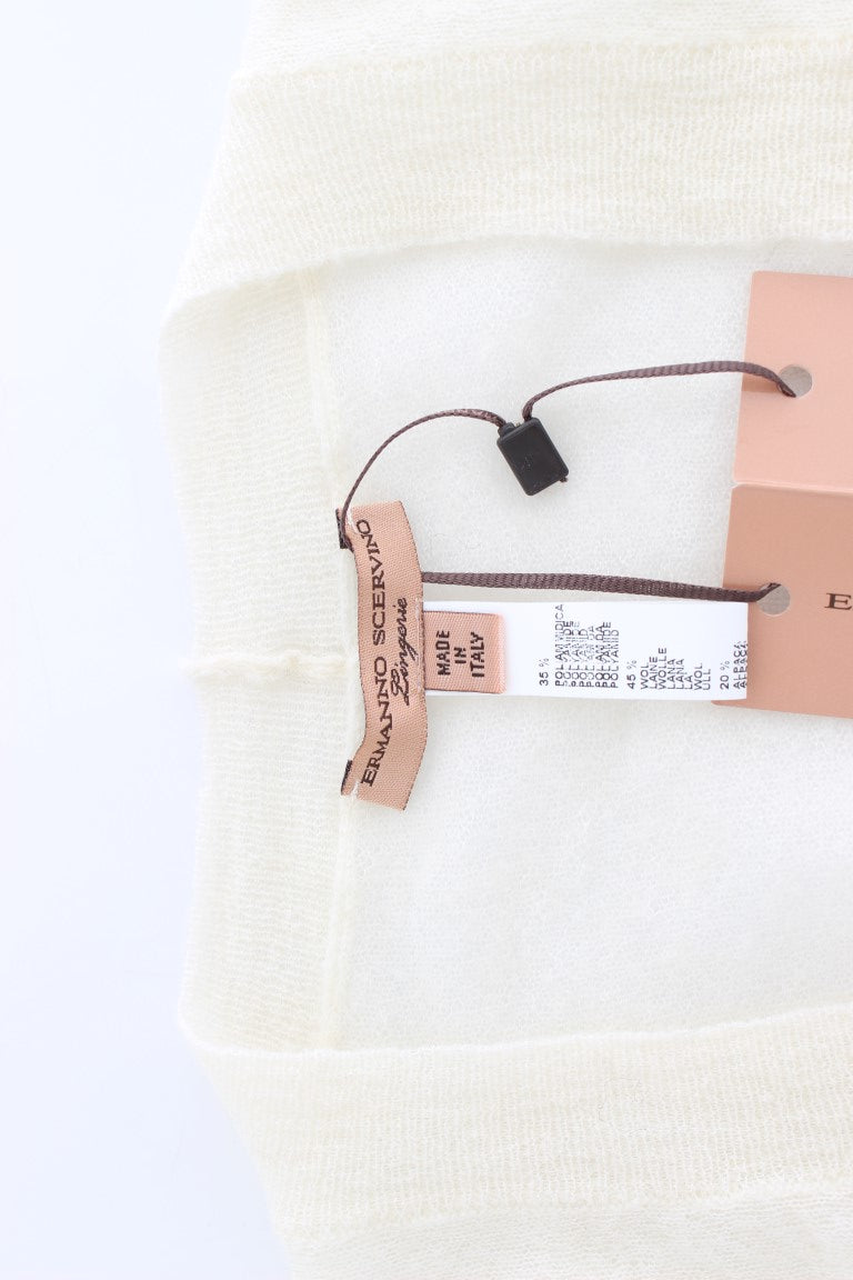 Ermanno Scervino Weißer Woll-Cardigan-Pullover