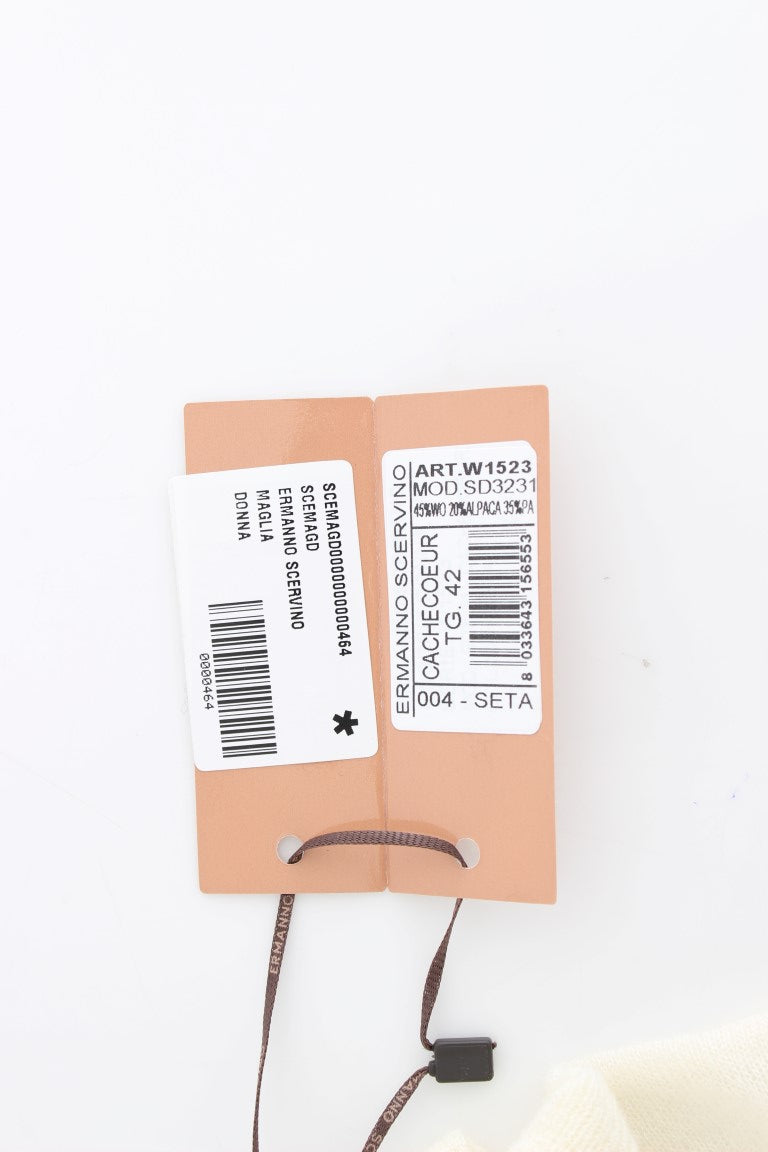 Ermanno Scervino Weißer Woll-Cardigan-Pullover