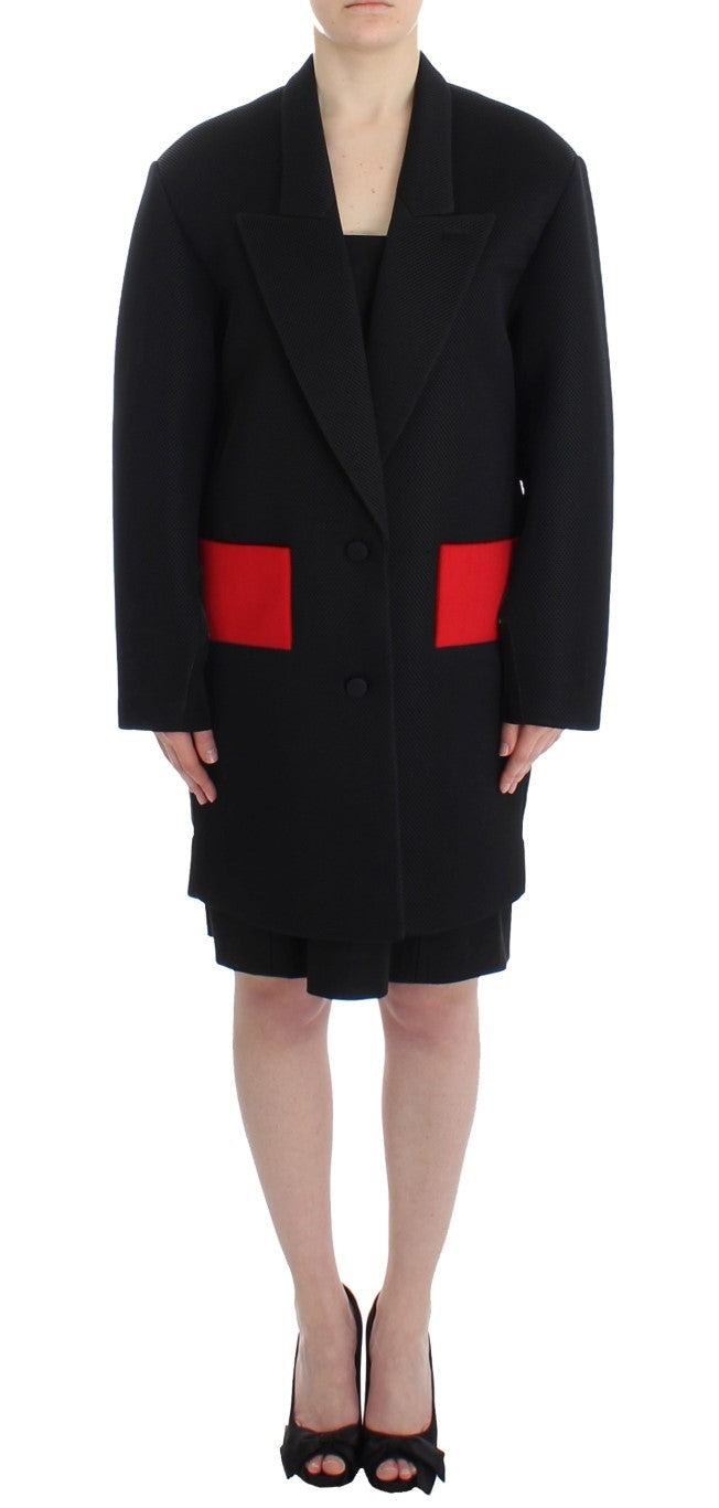 KAALE SUKTAE Schwarzer Mantel Trench Long Draped Jacket Blazer