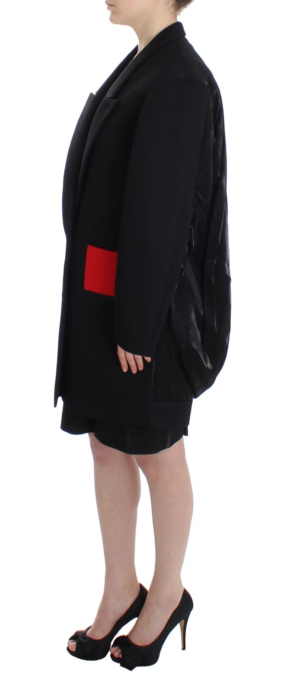 KAALE SUKTAE Schwarzer Mantel Trench Long Draped Jacket Blazer
