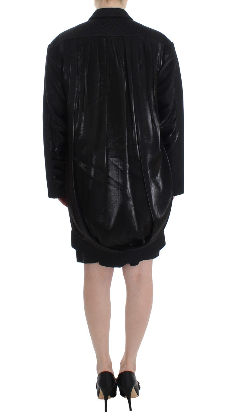 KAALE SUKTAE Schwarzer Mantel Trench Long Draped Jacket Blazer