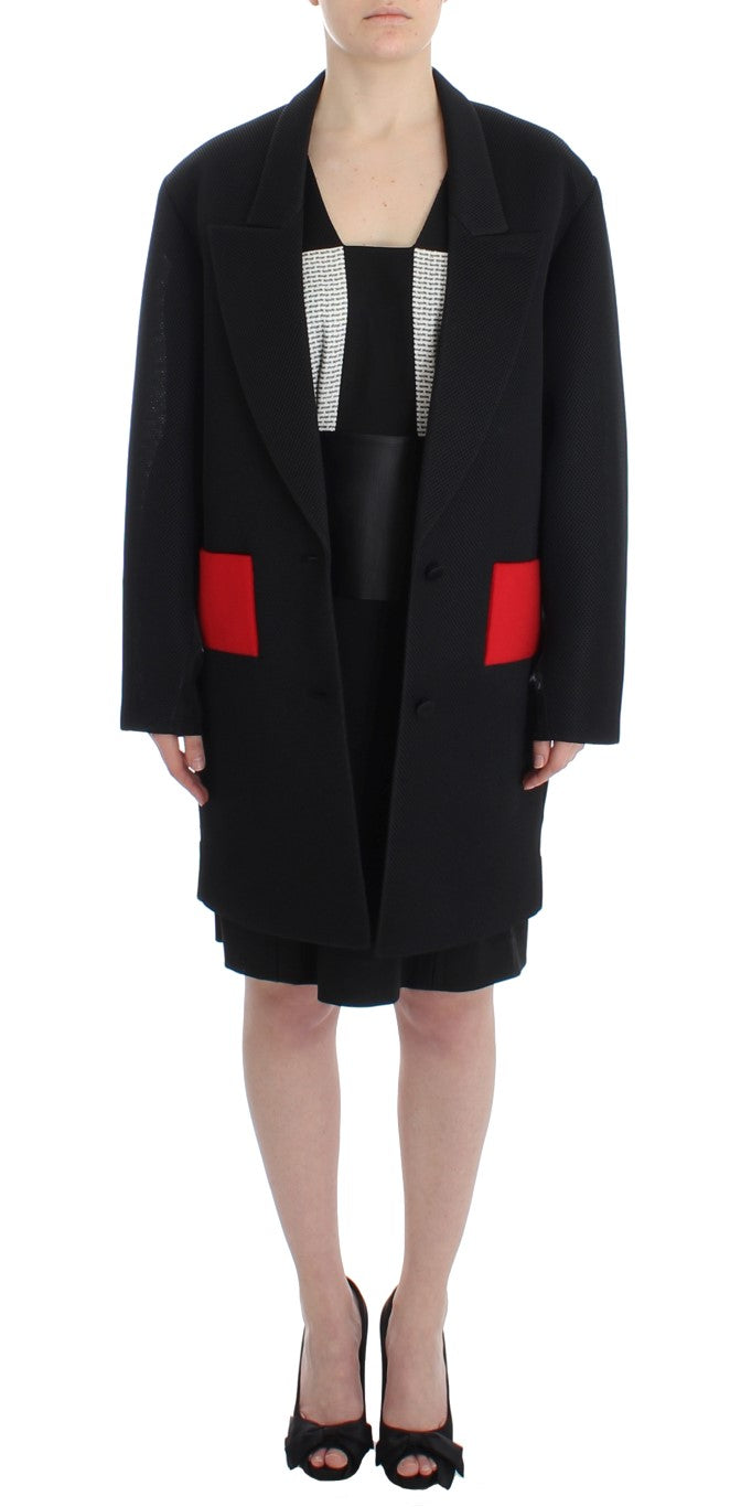KAALE SUKTAE Schwarzer Mantel Trench Long Draped Jacket Blazer