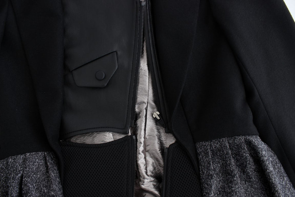 KAALE SUKTAE Schwarzer Kurzer Blazermantel Biker Jacke