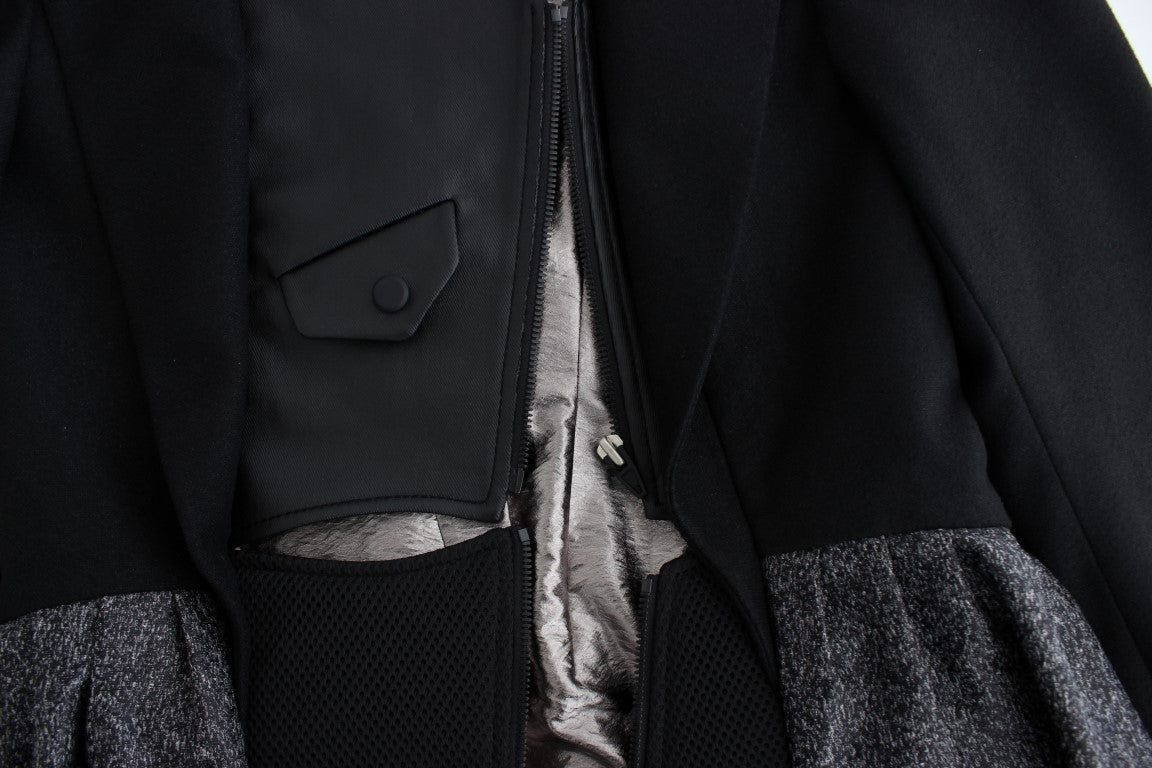 KAALE SUKTAE Schwarzer Kurzer Blazermantel Biker Jacke