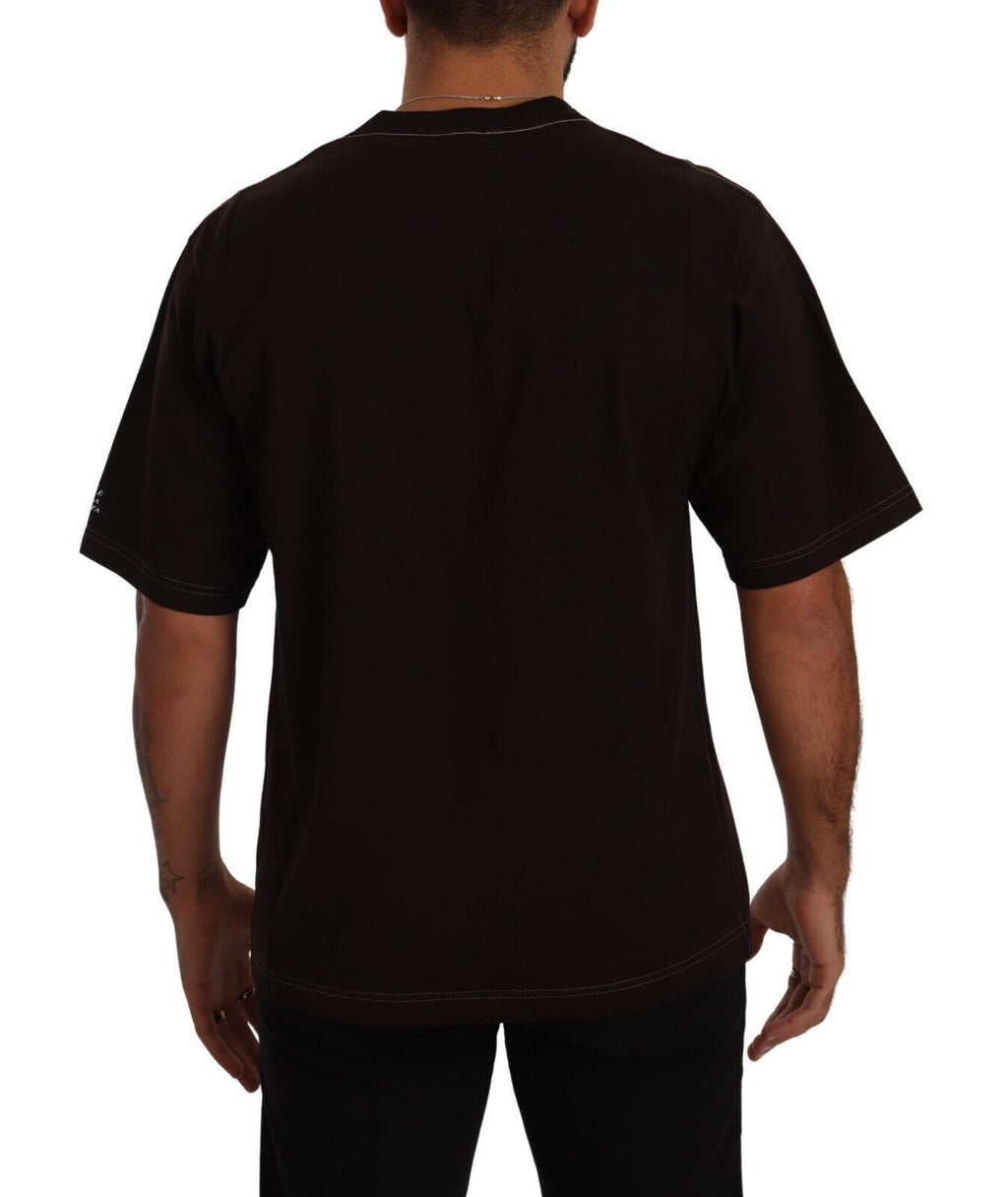 Dolce & Gabbana Bordeauxfarbenes Baumwoll-T-Shirt mit Rundhalsausschnitt und L-Amore-Druck