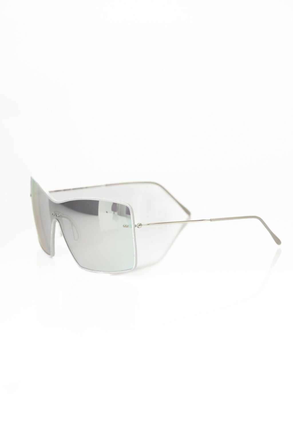Frankie Morello Silberne Damen-Sonnenbrille im Schild-Design