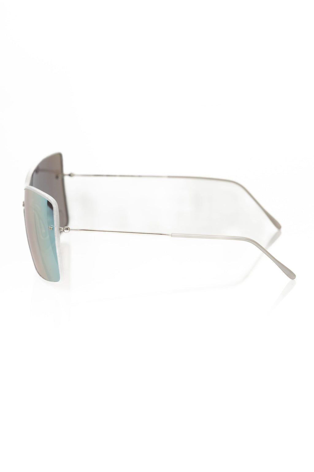 Frankie Morello Silberne Damen-Sonnenbrille im Schild-Design