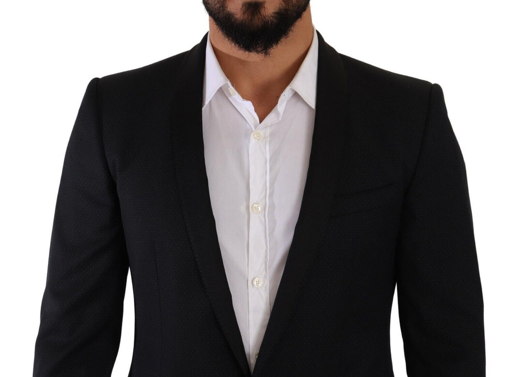 Dolce & Gabbana Schwarzer Fantasy GOLD Wool Slim Fit 2 Stück Anzug