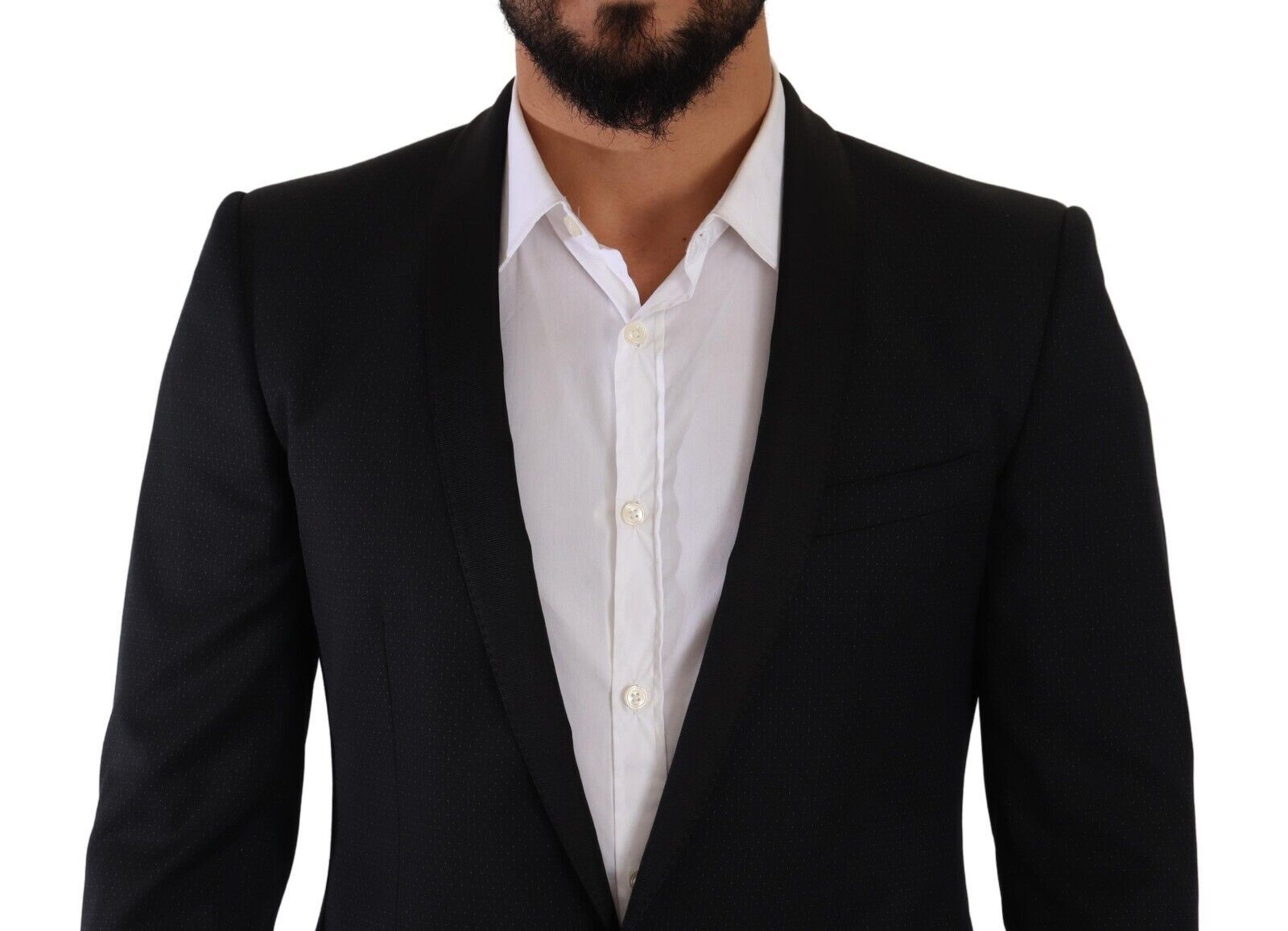 Dolce & Gabbana Schwarzer Fantasy GOLD Wool Slim Fit 2 Stück Anzug