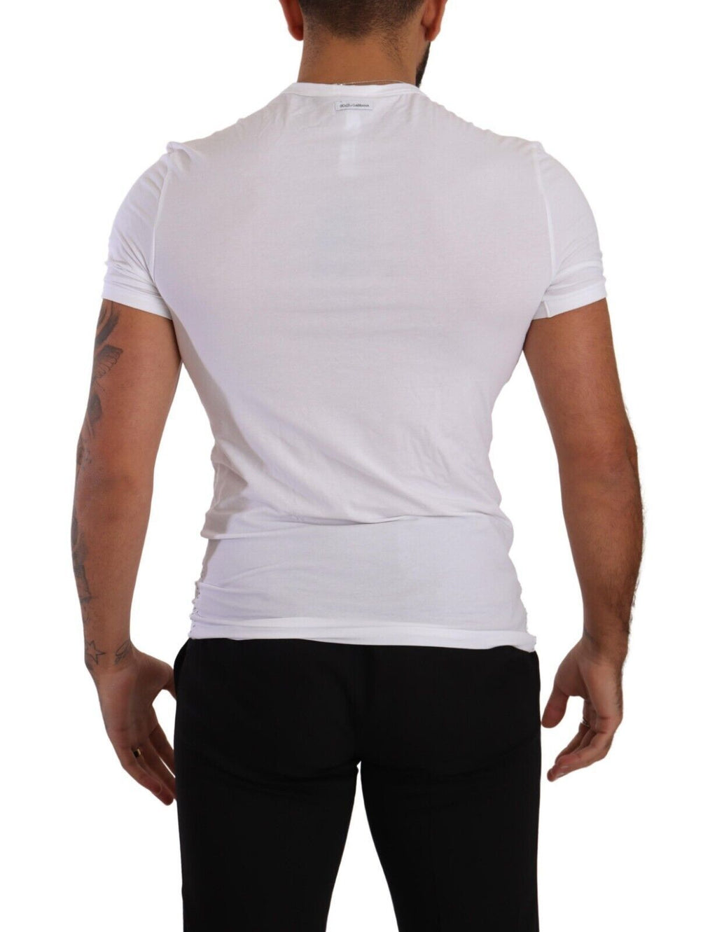 Dolce & Gabbana Weißes Baumwoll-Stretch-T-Shirt mit Rundhalsausschnitt Unterwäsche