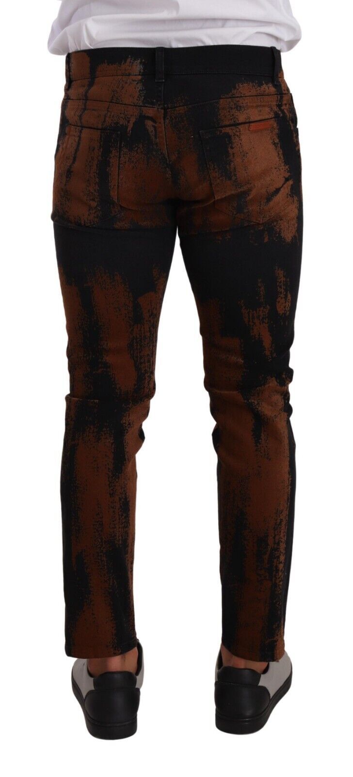 Dolce & Gabbana Schwarzbraune Tie Dye Baumwoll-Skinny Denim Jeans