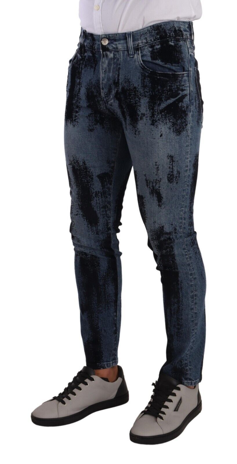 Dolce & Gabbana Blau-Schwarz Baumwolle Skinny Denim Jeans