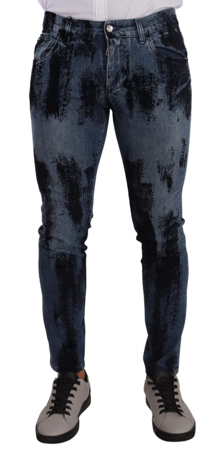 Dolce & Gabbana Blau-Schwarz Baumwolle Skinny Denim Jeans