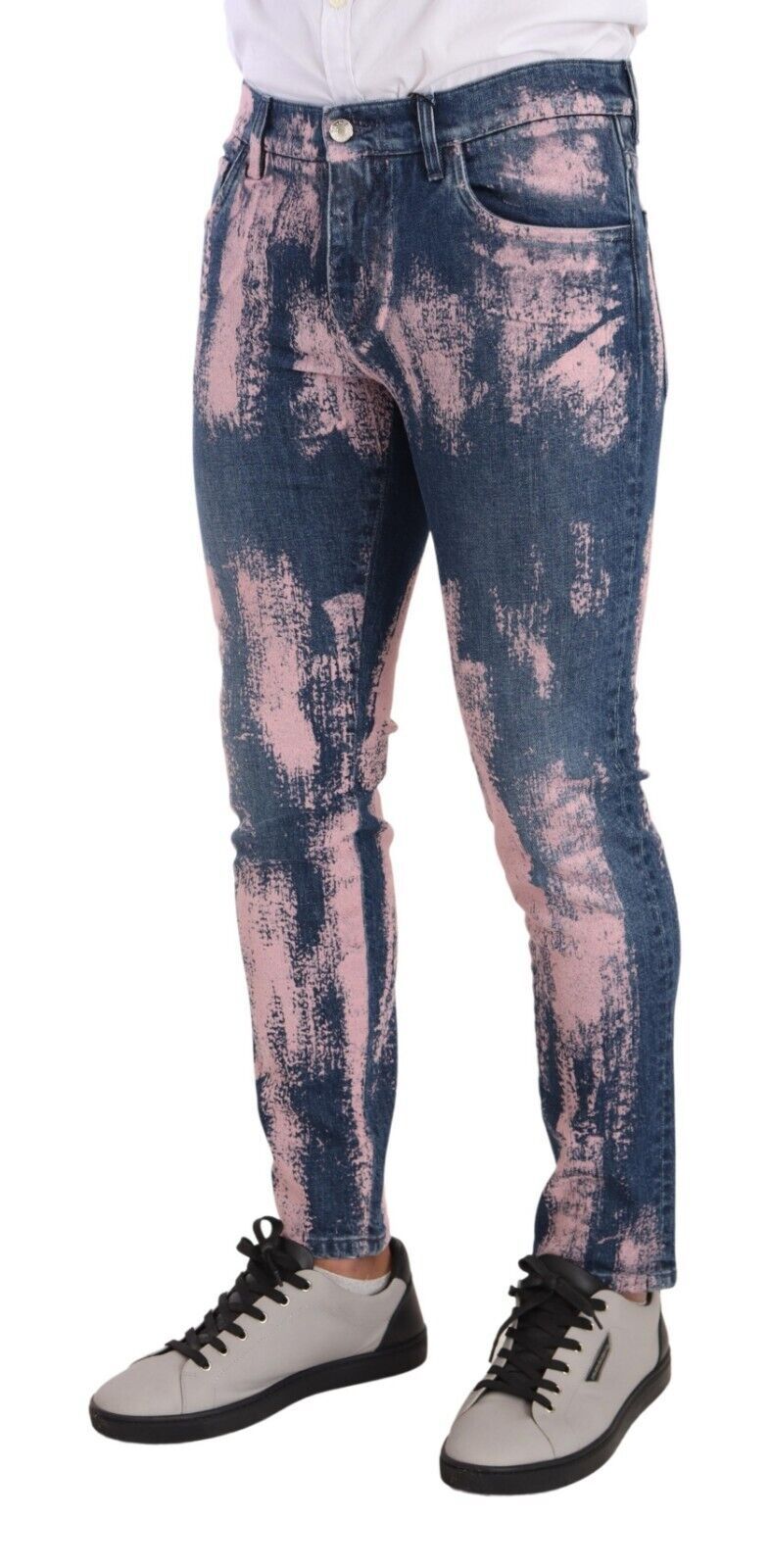 Dolce & Gabbana Blau Rosa Tie Dye Baumwolle Skinny Denim Jeans
