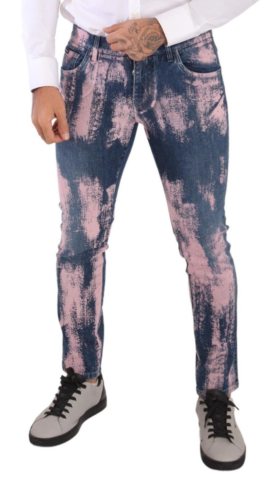 Dolce & Gabbana Blau Rosa Tie Dye Baumwolle Skinny Denim Jeans