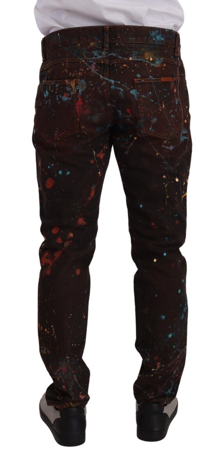 Dolce & Gabbana Braune Splash Color Cotton Regular Denim Jeans