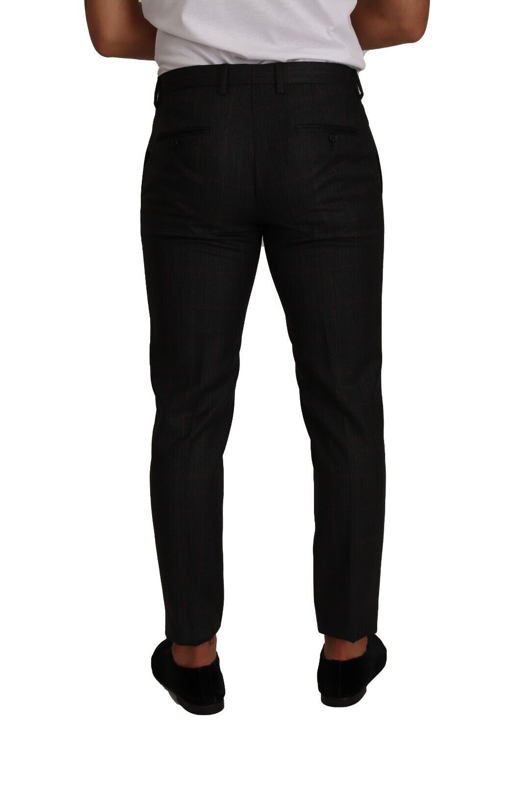 Dolce & Gabbana Graue Karo-Wollhose Formelle Hose Kleid Hose