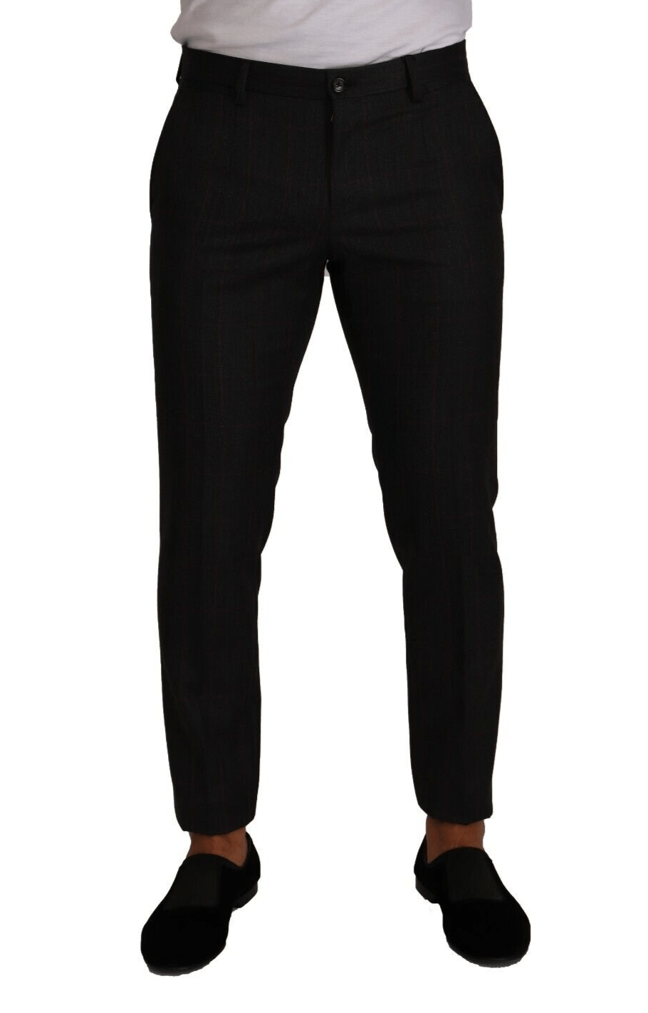 Dolce & Gabbana Graue Karo-Wollhose Formelle Hose Kleid Hose