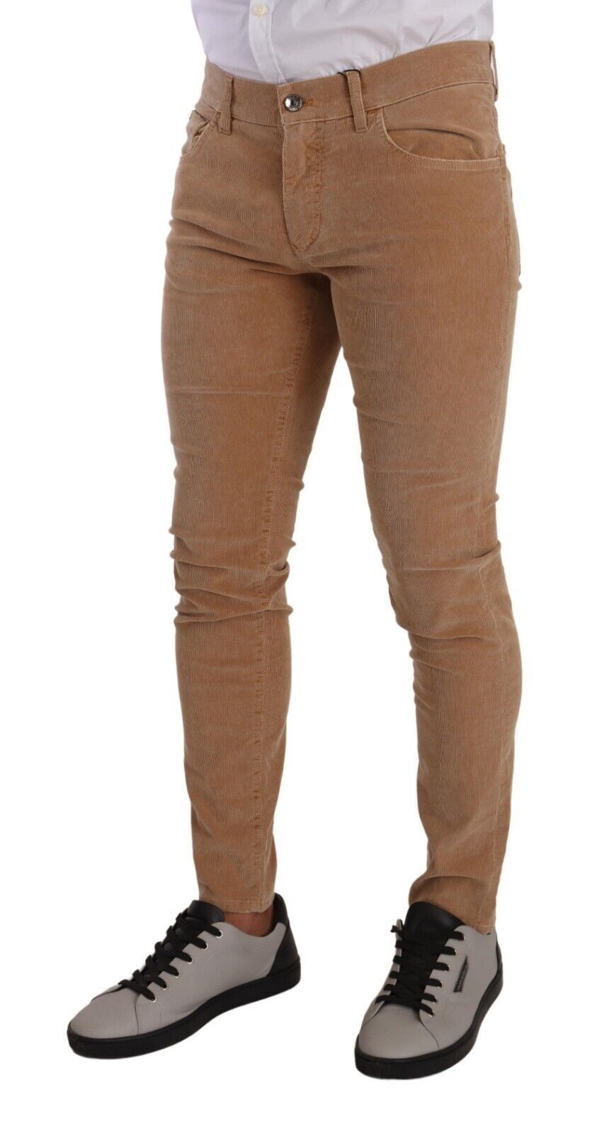 Dolce & Gabbana Brauner Cord Baumwolle Skinny Slim Fit Jeans