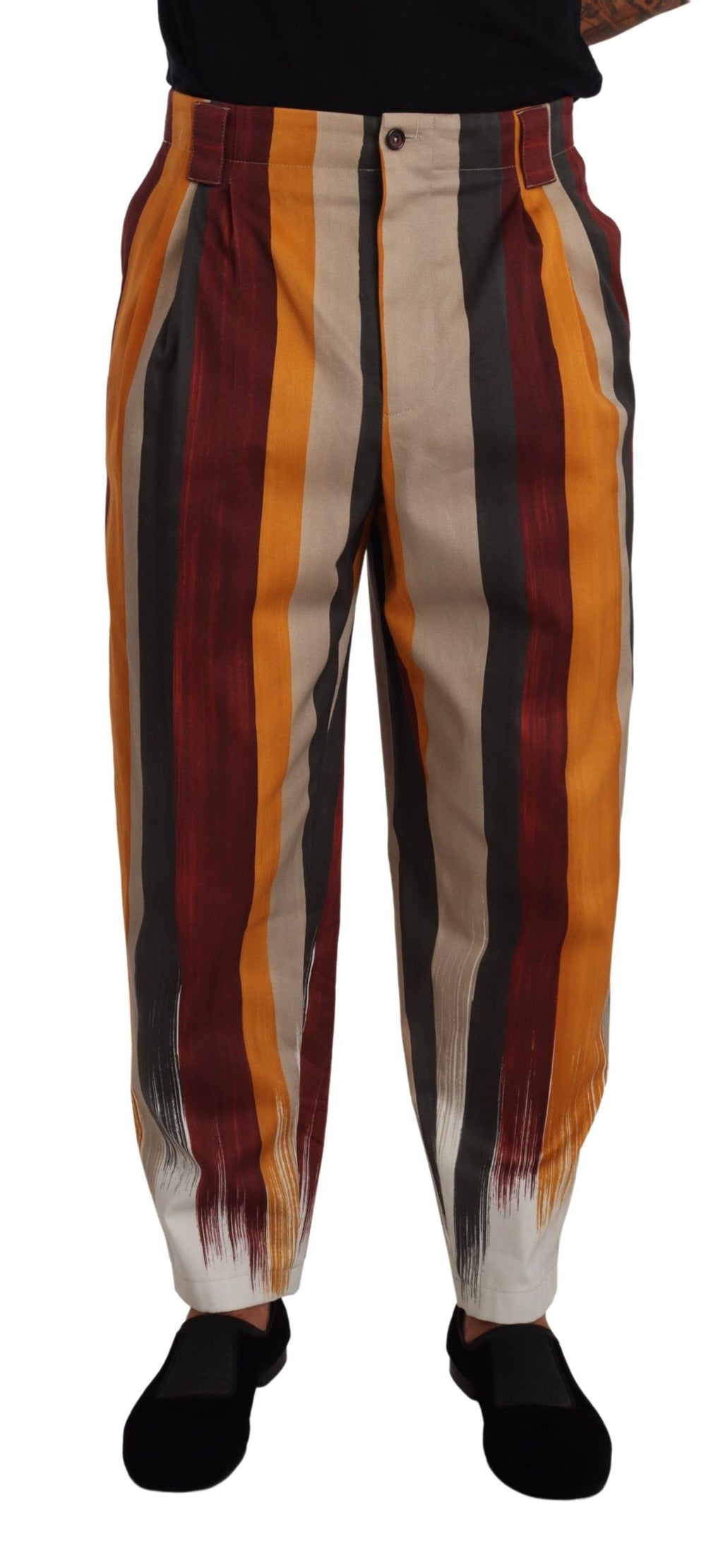 Dolce & Gabbana Multicolor gestreifte Baumwoll-Tapered-Hose