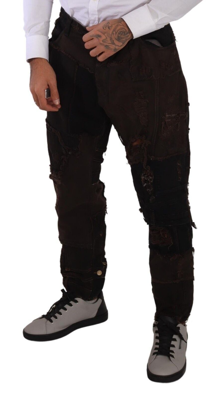 Dolce & Gabbana Braune Baumwoll-Distressed Denim Jeans Regular