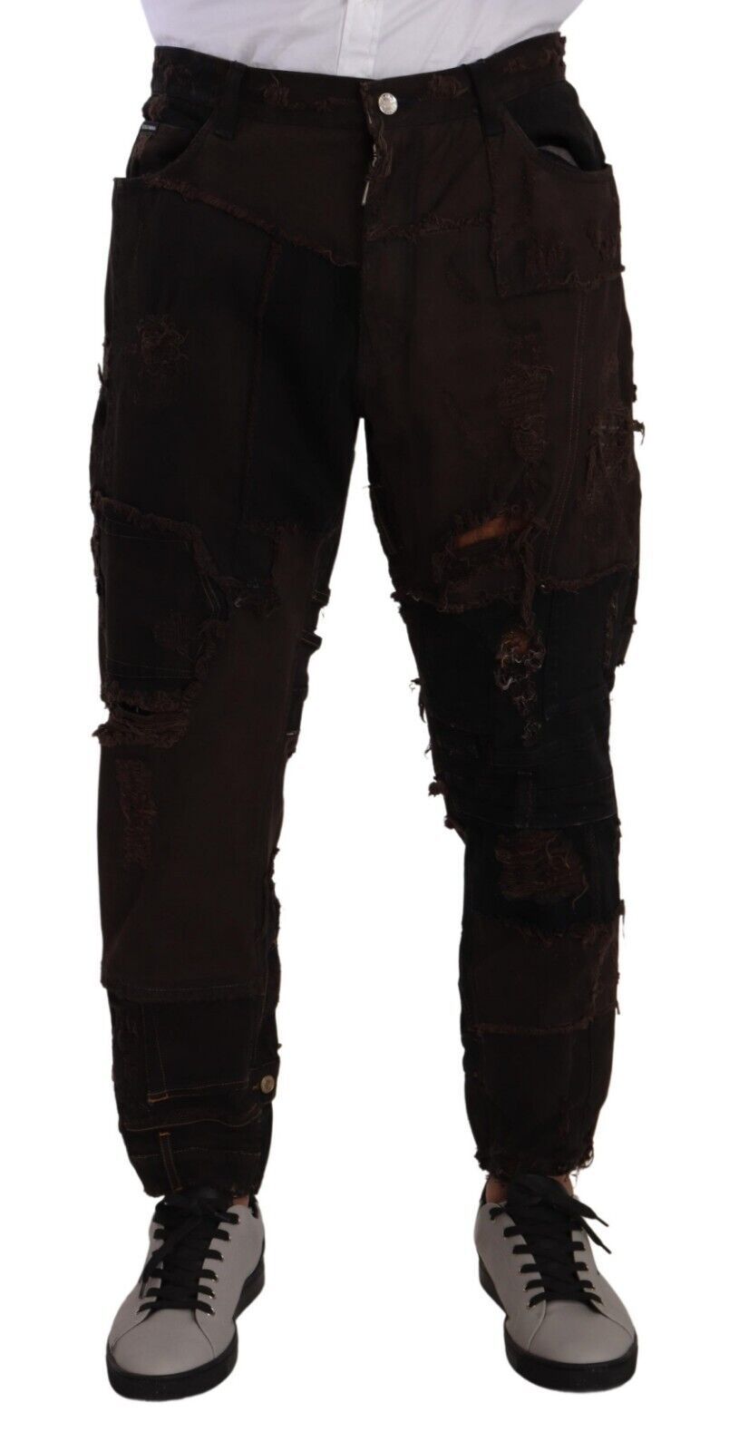 Dolce & Gabbana Braune Baumwoll-Distressed Denim Jeans Regular