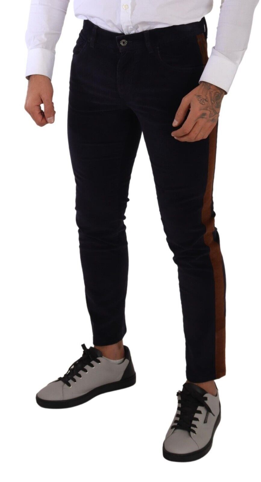 Dolce & Gabbana Blaue Baumwoll-Stretch-Skinny-Cordjeans