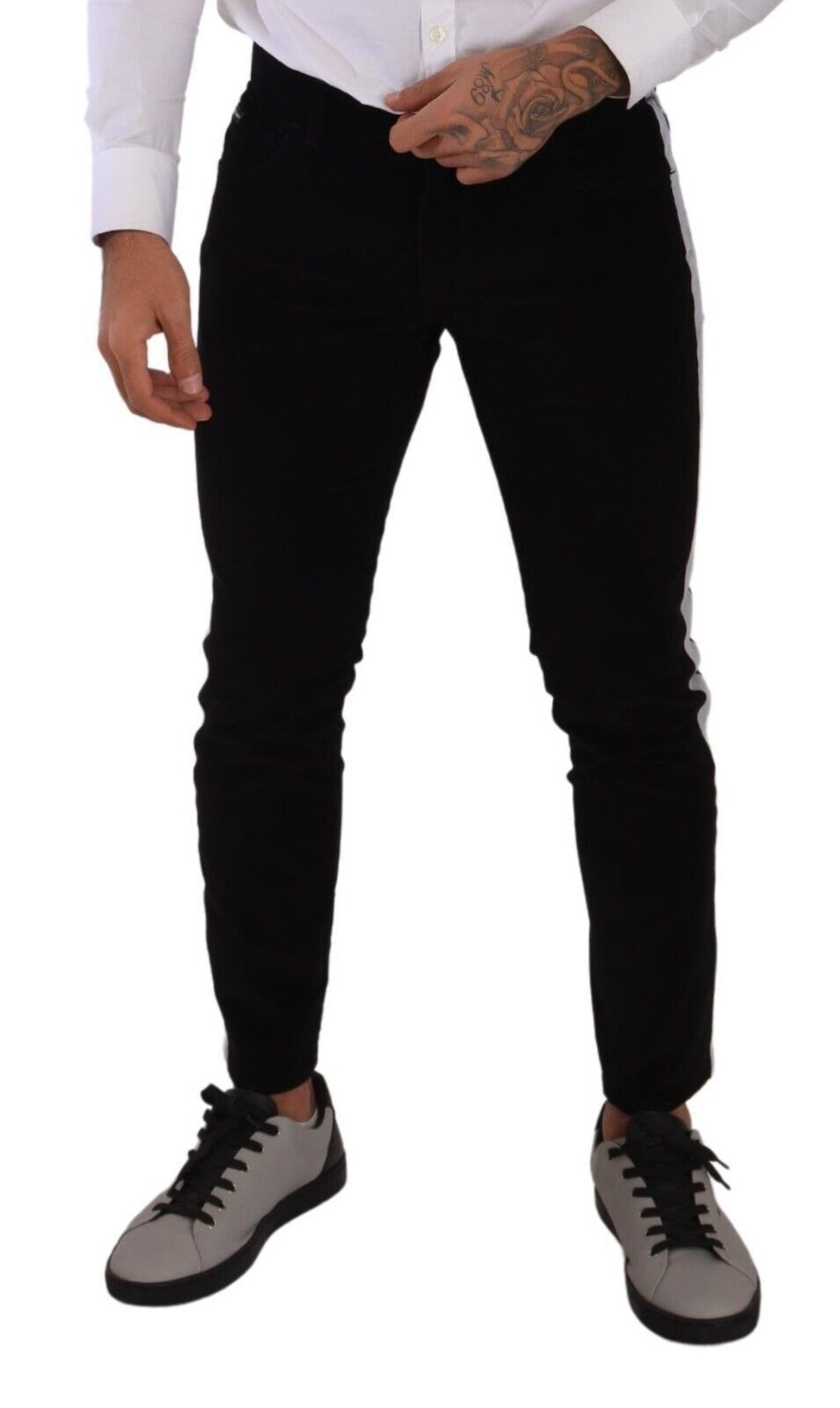 Dolce & Gabbana Schwarze Baumwoll-Stretch-Skinny-Cordjeans