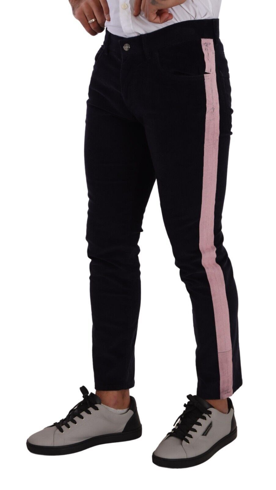 Dolce & Gabbana Blaue Cord-Baumwoll-Stretch-Skinny-Jeans