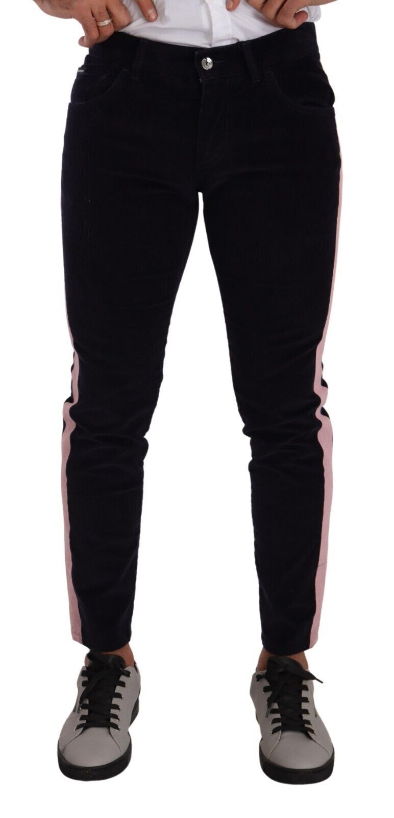 Dolce & Gabbana Blaue Cord-Baumwoll-Stretch-Skinny-Jeans