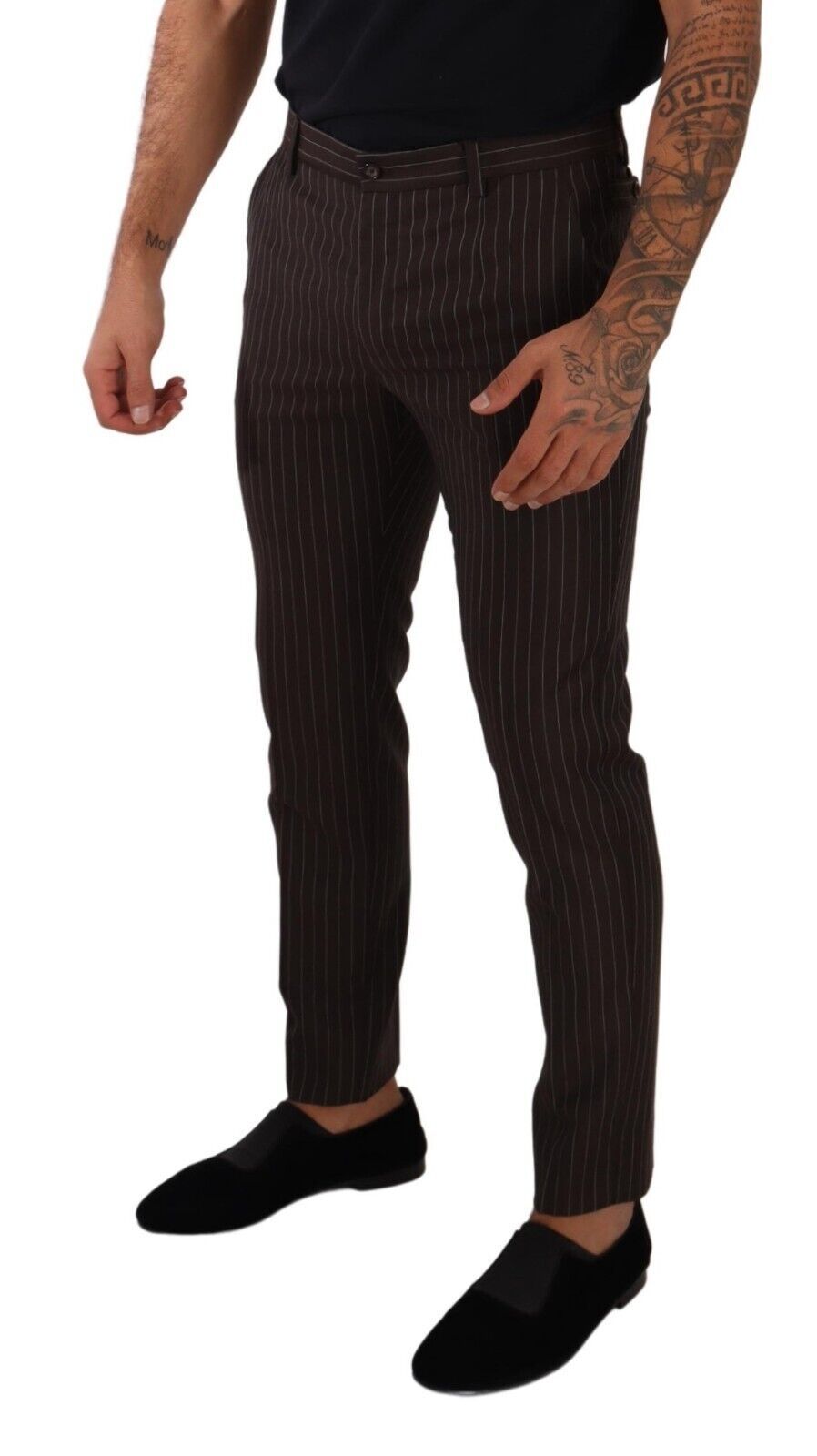 Dolce & Gabbana Braun gestreifte Hose aus Wolle Formal Dress Pants